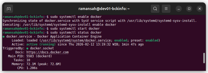 sudo systemctl enable docker