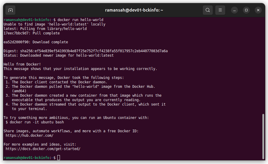 docker run hello-world