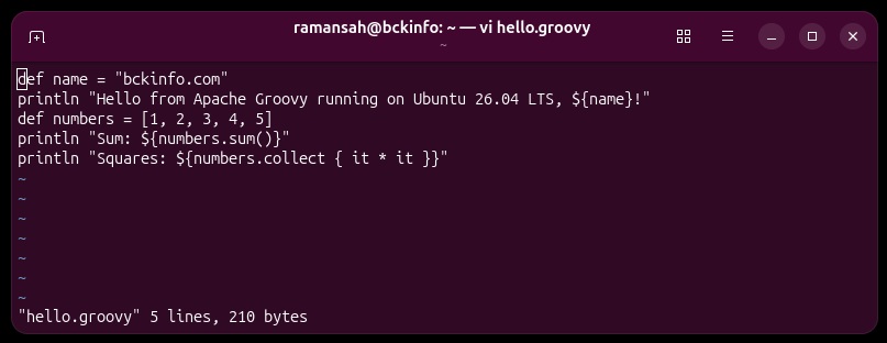 create Groovy example script